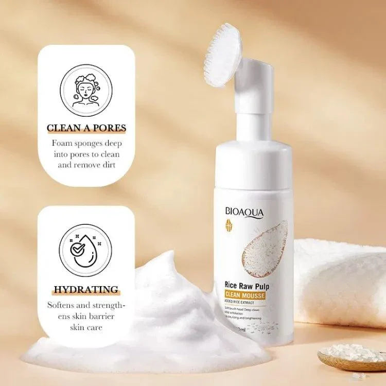 Bioaqua Rice Raw Pulp Deep Cleaning & Hydrating Mousse - 120ml - Buy Online in Pakistan at Cosmia.pk