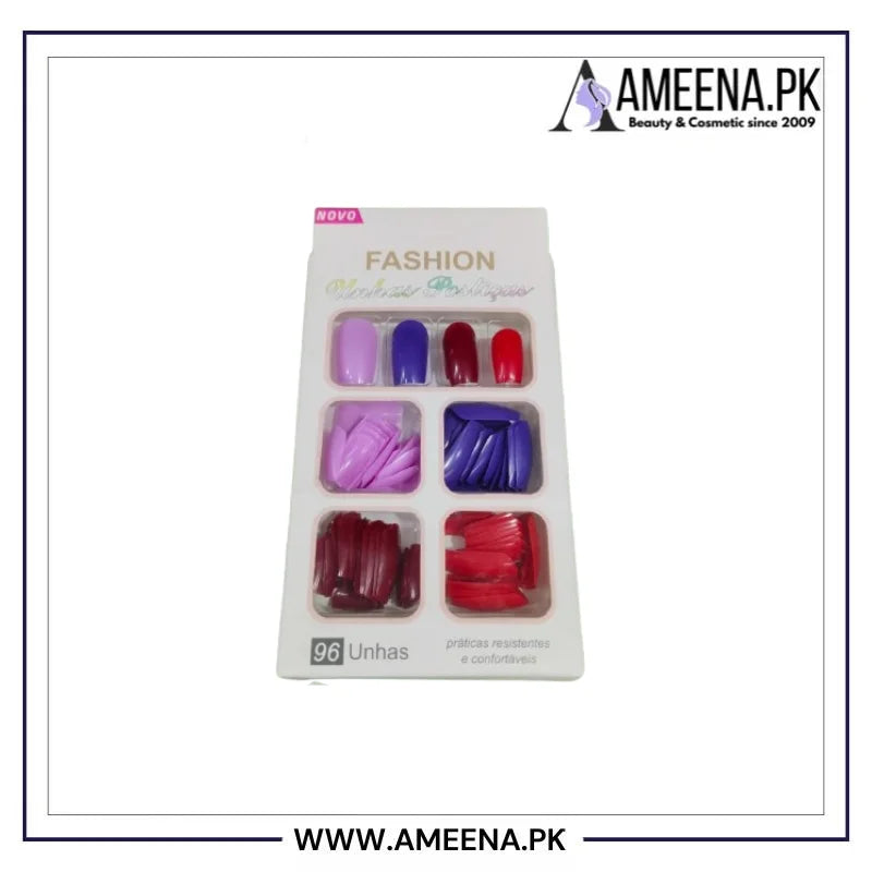Beautiful Artificial Nails in Different Colors 96 pcs - Buy Online in Pakistan at Cosmia.pk