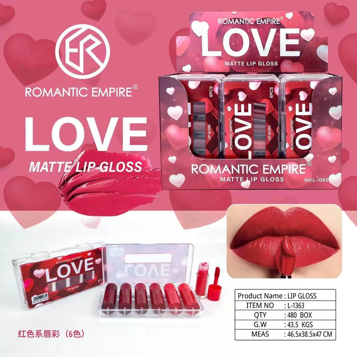 ROMANTIC EMPIRE Love Matte Lip Gloss (6Pcs) - Buy Online in Pakistan at Cosmia.pk