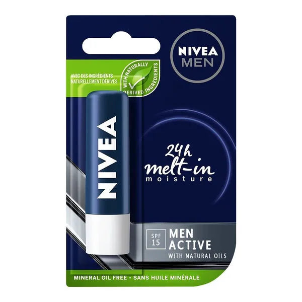 Nivea Lips Balm Active For Men Spf15 - 4.8g - Buy Online in Pakistan at Cosmia.pk