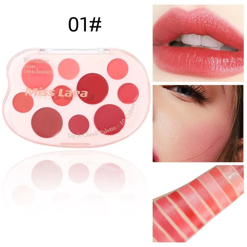 Miss Lara Aesthetic Lip & Cheek Cream - 10 Colors Palette - Buy Online in Pakistan at Cosmia.pk