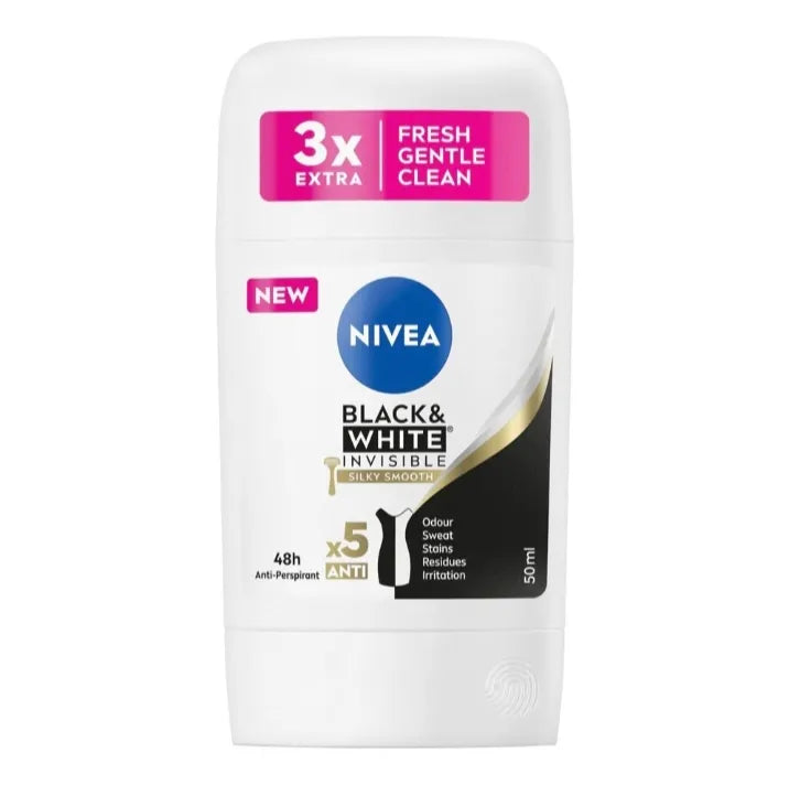 Nivea Black & White Invisible Silky Smooth, 48H Deodorant Stick - 50ml - Buy Online in Pakistan at Cosmia.pk