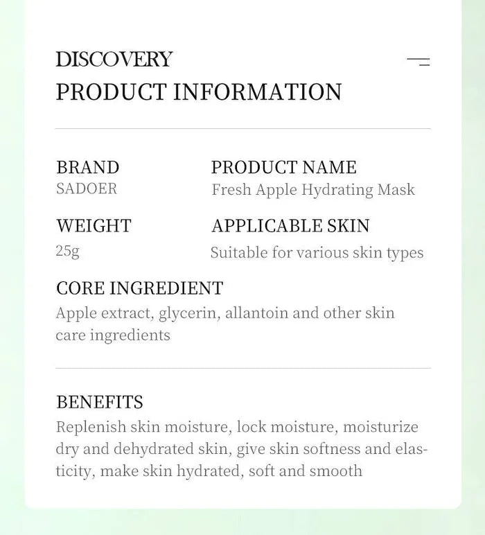 Sadoer Botany And Fruits Fresh Apple Hydrating Face Sheet Mask - 25g - Buy Online in Pakistan at Cosmia.pk