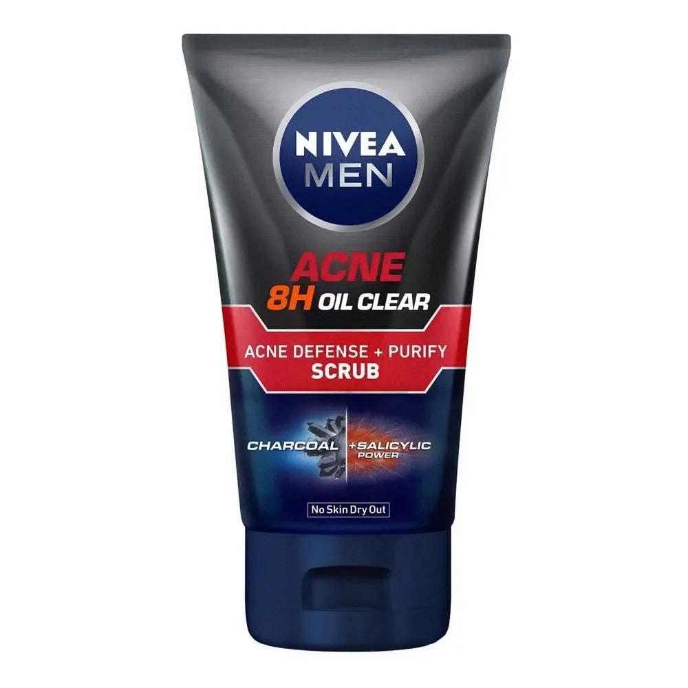 Nivea Men Acne 8 Hours Oil Clear Acne Defense+Purify Charcoal Scrub - Buy Online in Pakistan at Cosmia.pk