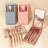 5 Pcs Mini Makeup Brush Set with Mirror & Protective Case - Buy Online in Pakistan at Cosmia.pk