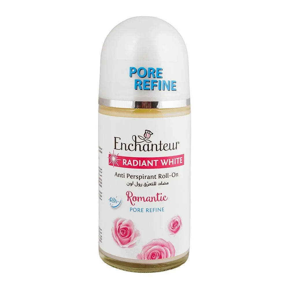 Enchanteur Radiant White Pore Refine Romantic Roll-On For Women, 48 Hours Lasting, Anti-Perspirant - 50ml - Buy Online in Pakistan at Cosmia.pk