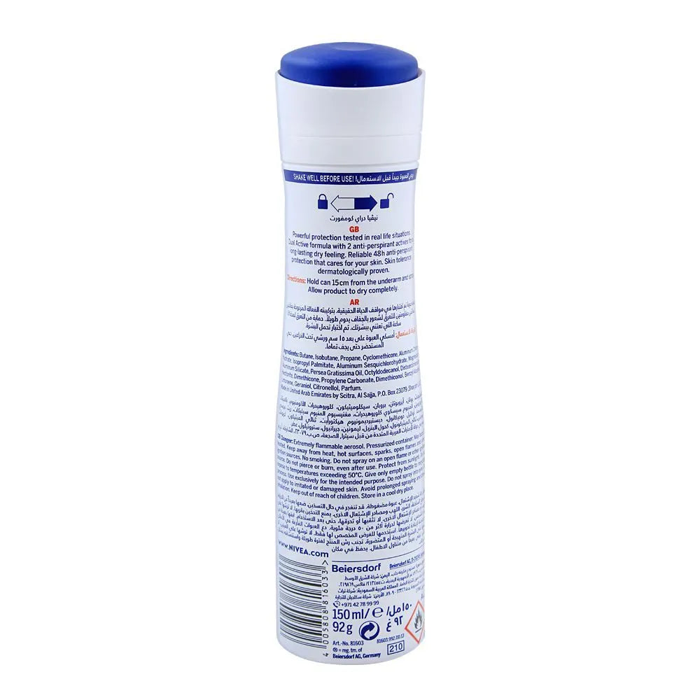 Nivea 48H Dry Comfort, Quick Dry, Deodorant Spray - 150ml - Buy Online in Pakistan at Cosmia.pk