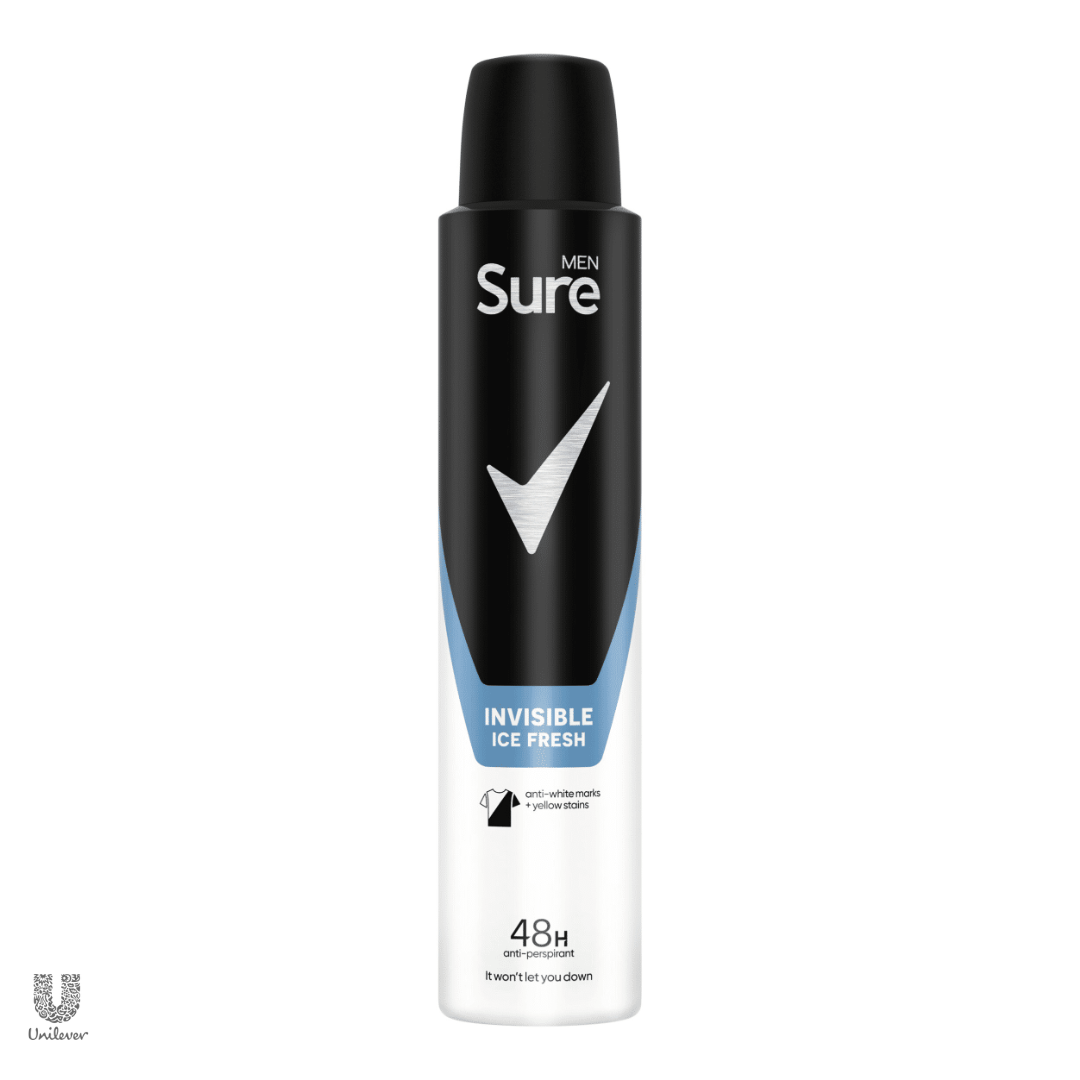 Sure Sure Men Anti-Perspirant Deodorant Spray - 200ml - INVISIBLE ICE FRESH | Buy Online in Pakistan at Cosmia.pk