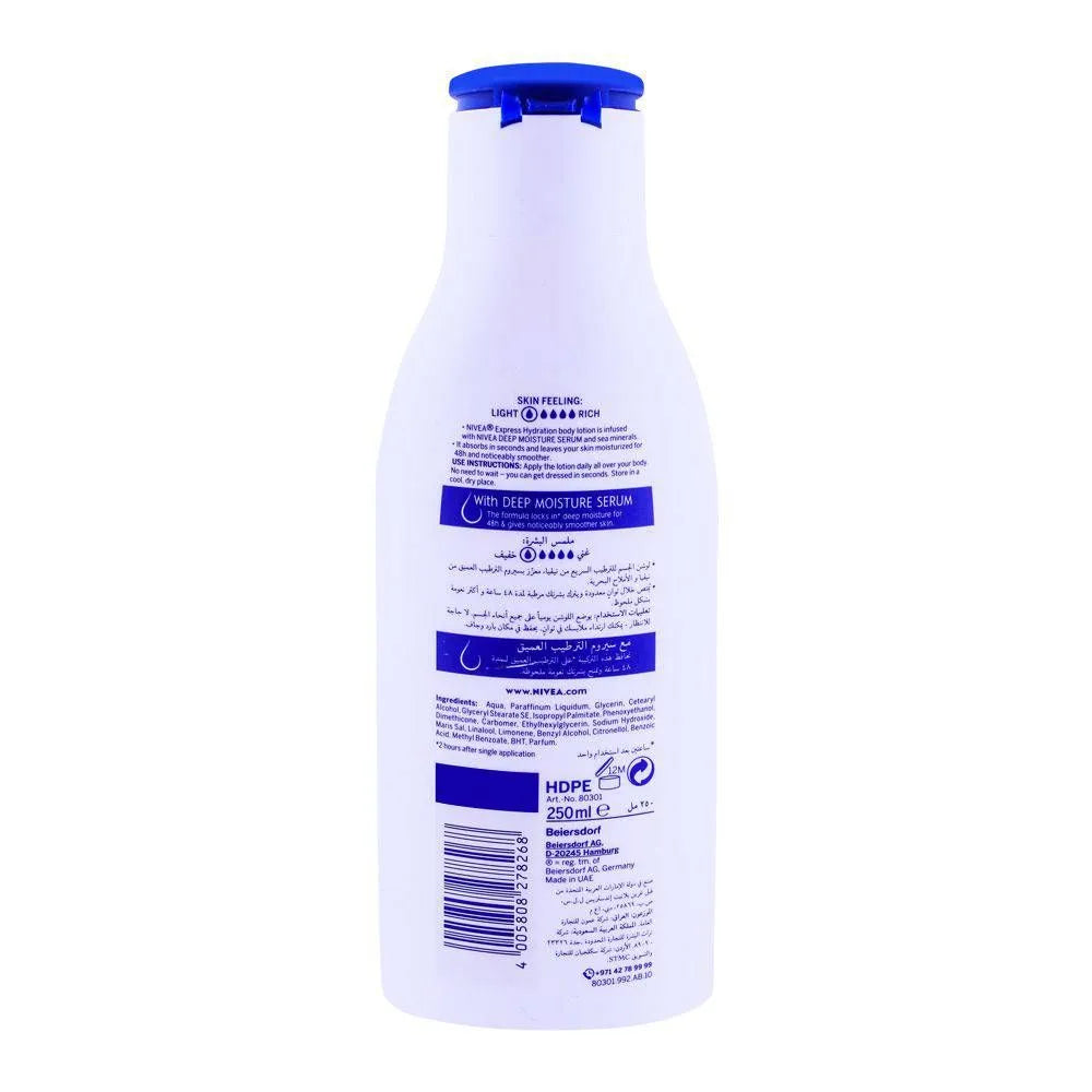 Nivea 48H Express Hydration Body Lotion, Normal To Dry Skin - 250ml - Buy Online in Pakistan at Cosmia.pk