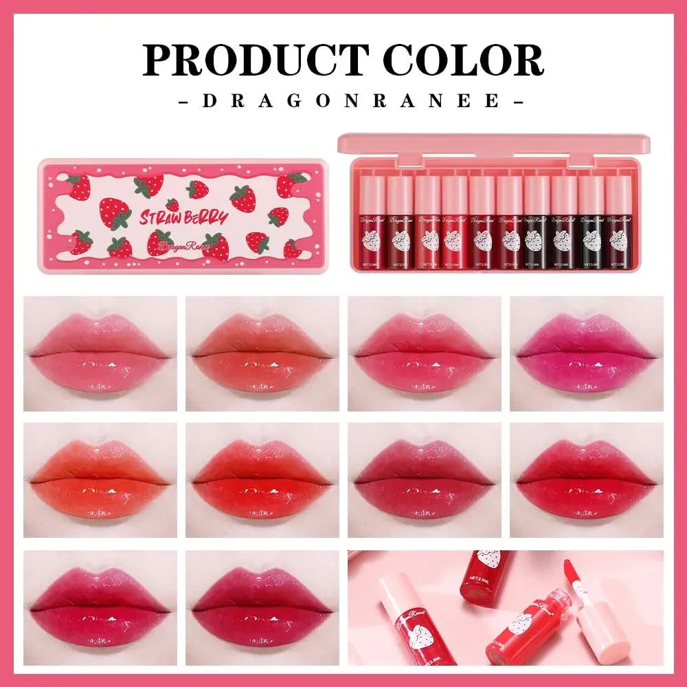 10 Pcs Dragon Strawberry Liptint+ Lipgloss - Buy Online in Pakistan at Cosmia.pk