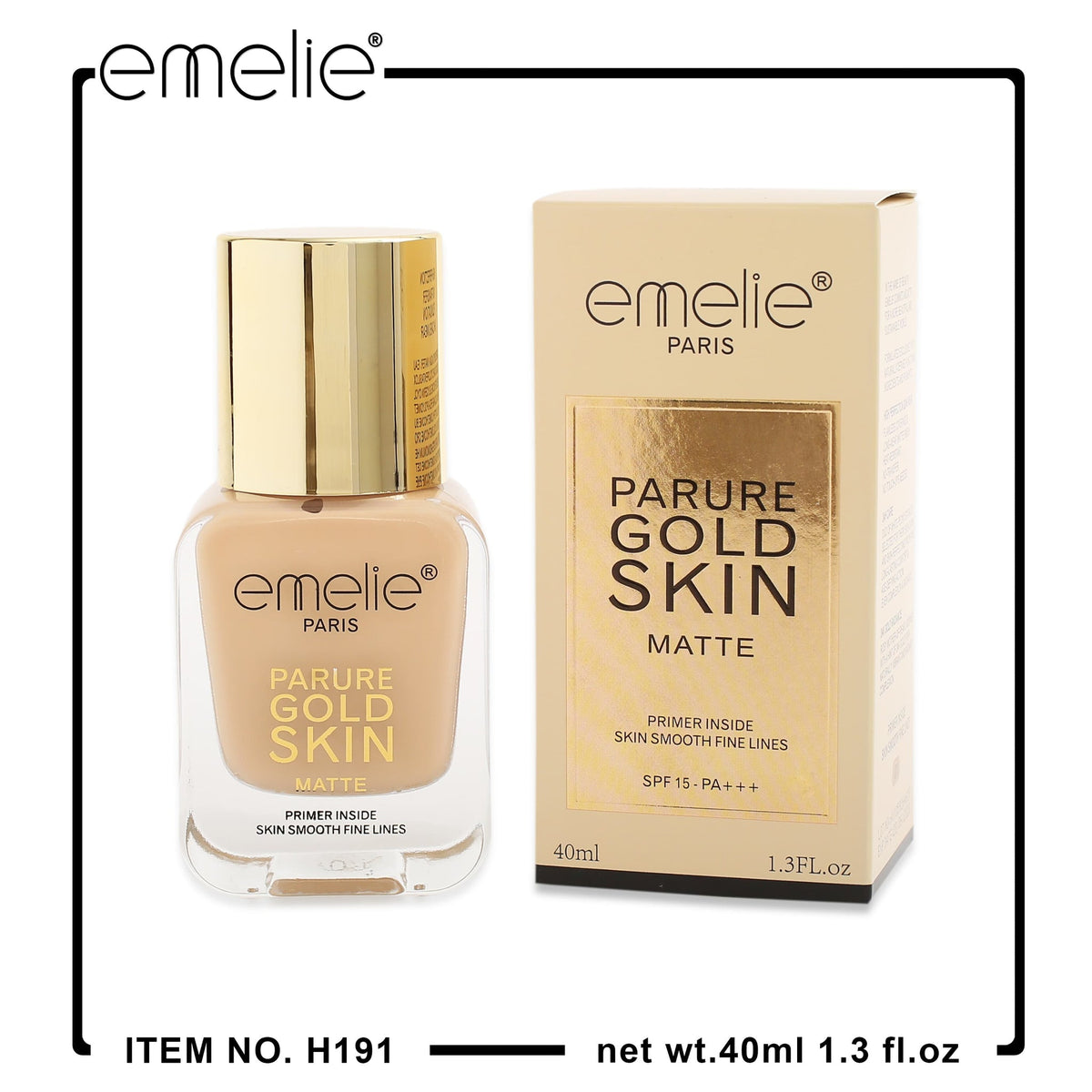 Emelie Paris Parure Gold Skin Matte Foundation -  40ml - Buy Online in Pakistan at Cosmia.pk