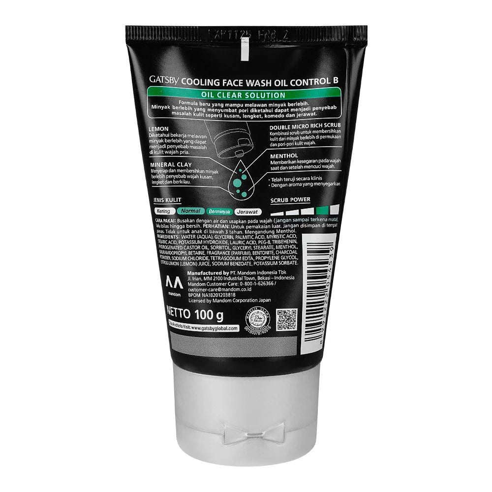 Gatsby Oil Clear Solution Oil Control Clay+Lemon Cooling Face Wash 100g - Buy Online in Pakistan at Cosmia.pk