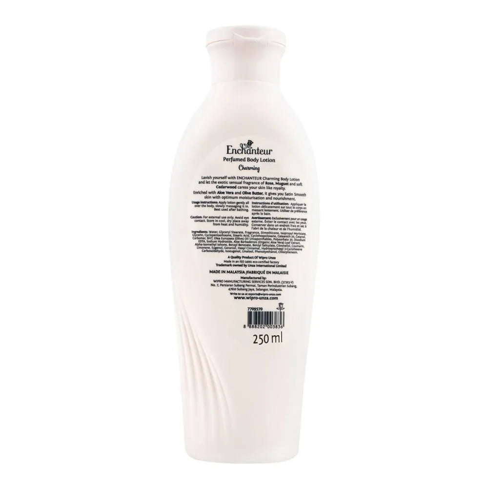 Enchanteur Elegant Musk Moisture Silk Perfumed Body Lotion, Aloe Vera & Olive Butter - 250ml - Buy Online in Pakistan at Cosmia.pk