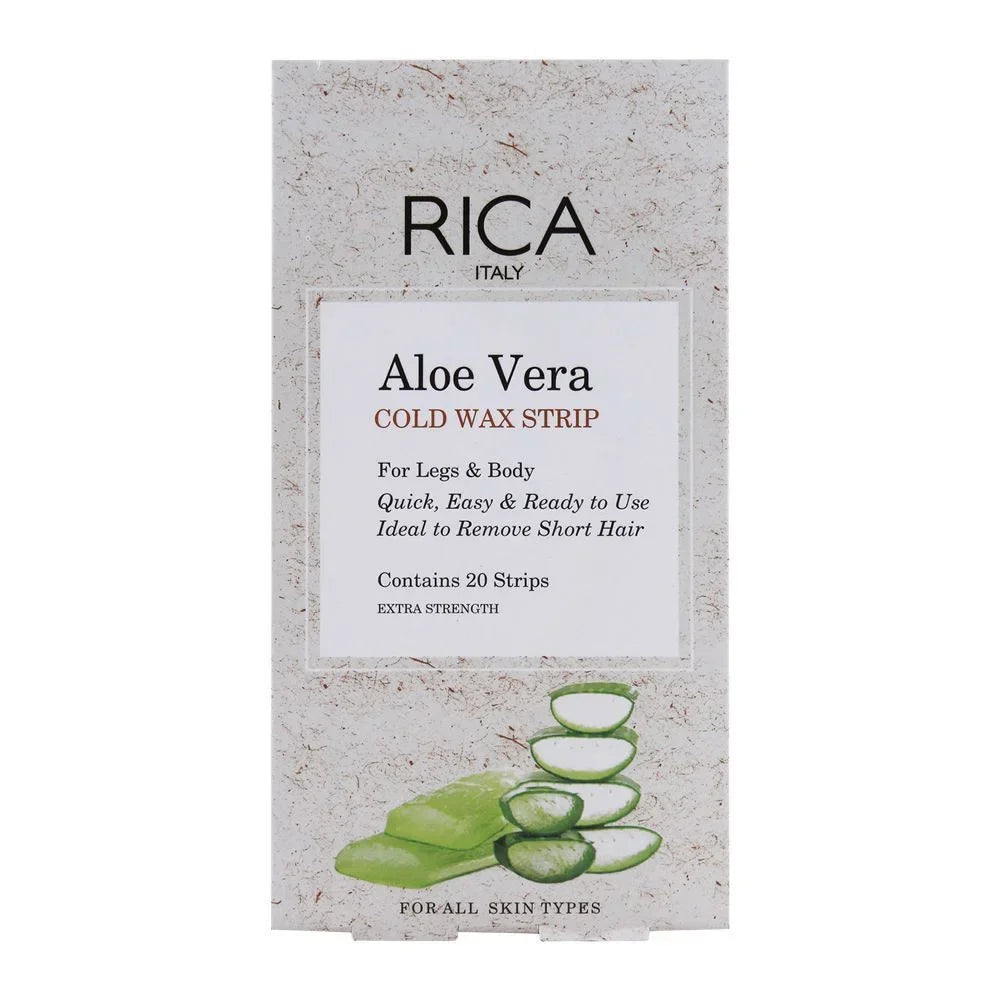 Rica Aloe Vera Cold Wax Strip, Legs & Body, All Skin Types, 20-Pack - Buy Online in Pakistan at Cosmia.pk