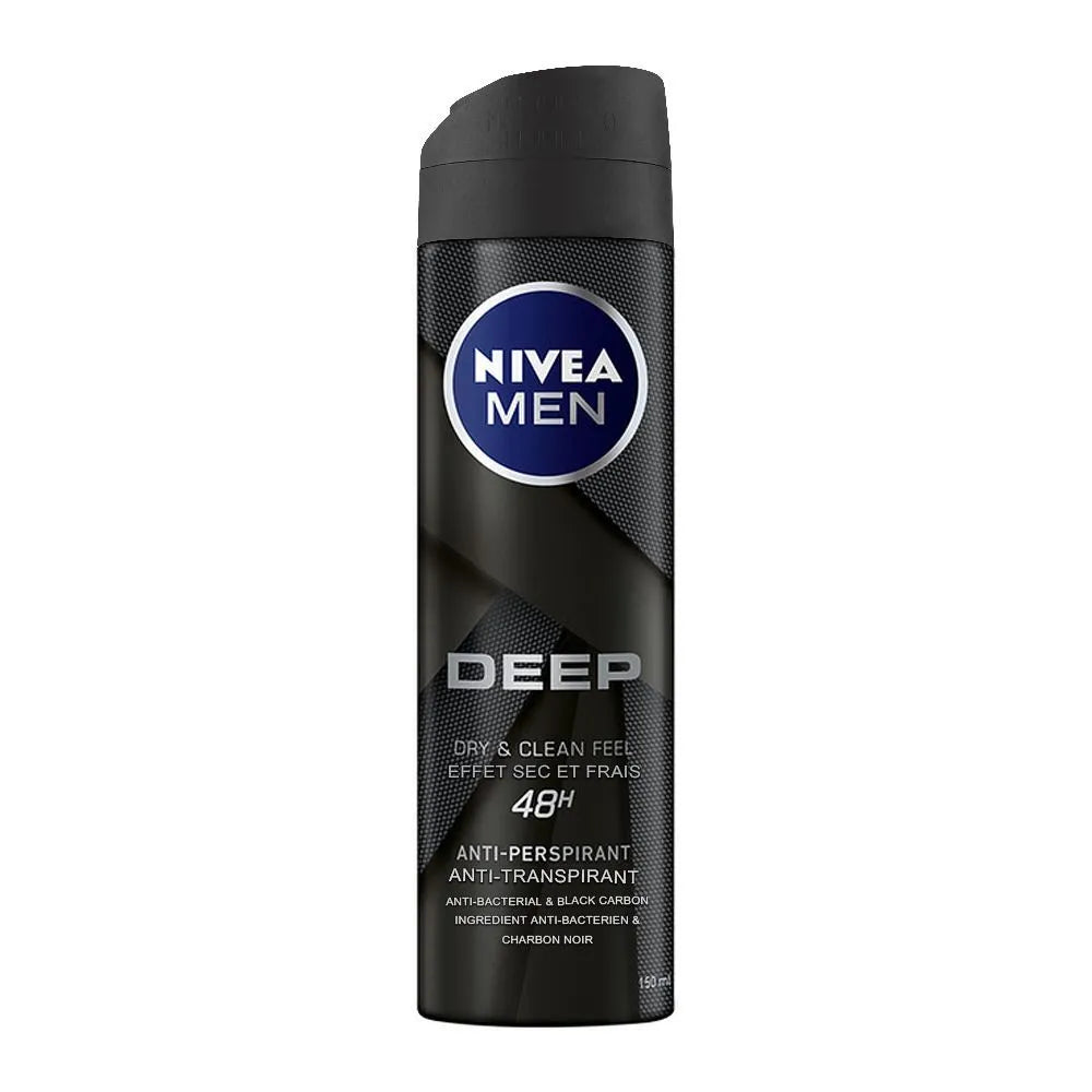 Nivea Men 48H Deep Dry & Clean Feel Anti-Perspirant Deodorant Body Spray - 150ml - Buy Online in Pakistan at Cosmia.pk