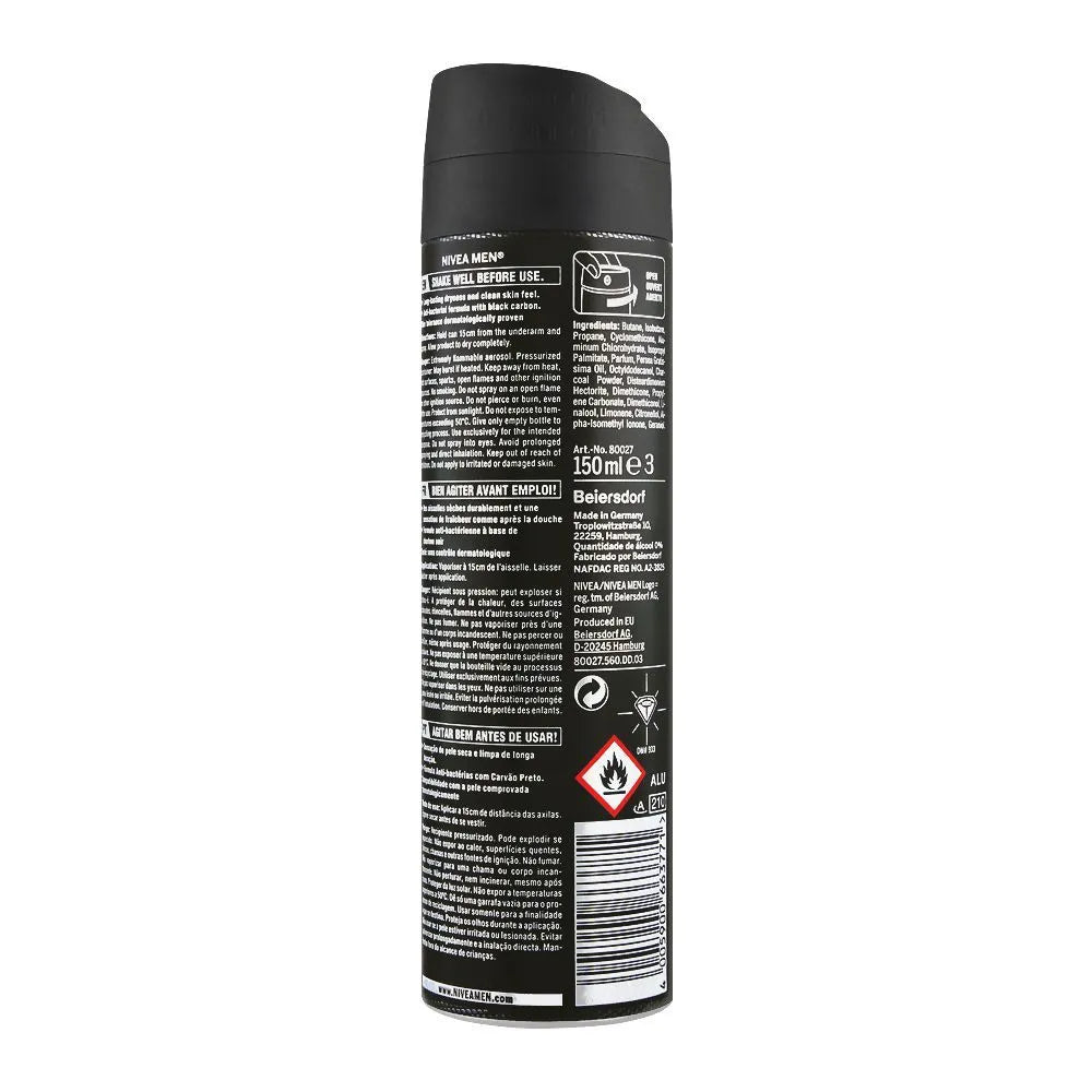 Nivea Men 48H Deep Dry & Clean Feel Anti-Perspirant Deodorant Body Spray - 150ml - Buy Online in Pakistan at Cosmia.pk