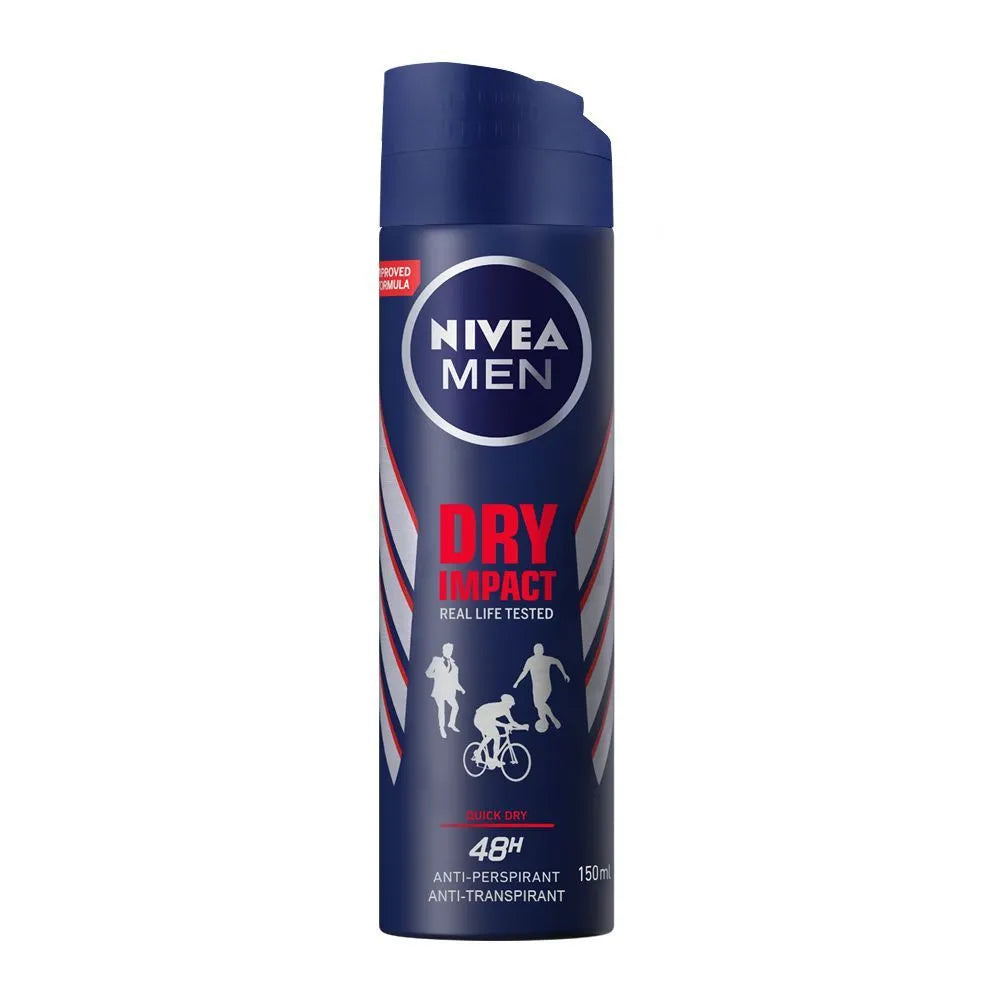 Nivea Men 48H Dry Impact Quick Dry Anti-Perspirant Deodorant Body Spray - 150ml - Buy Online in Pakistan at Cosmia.pk