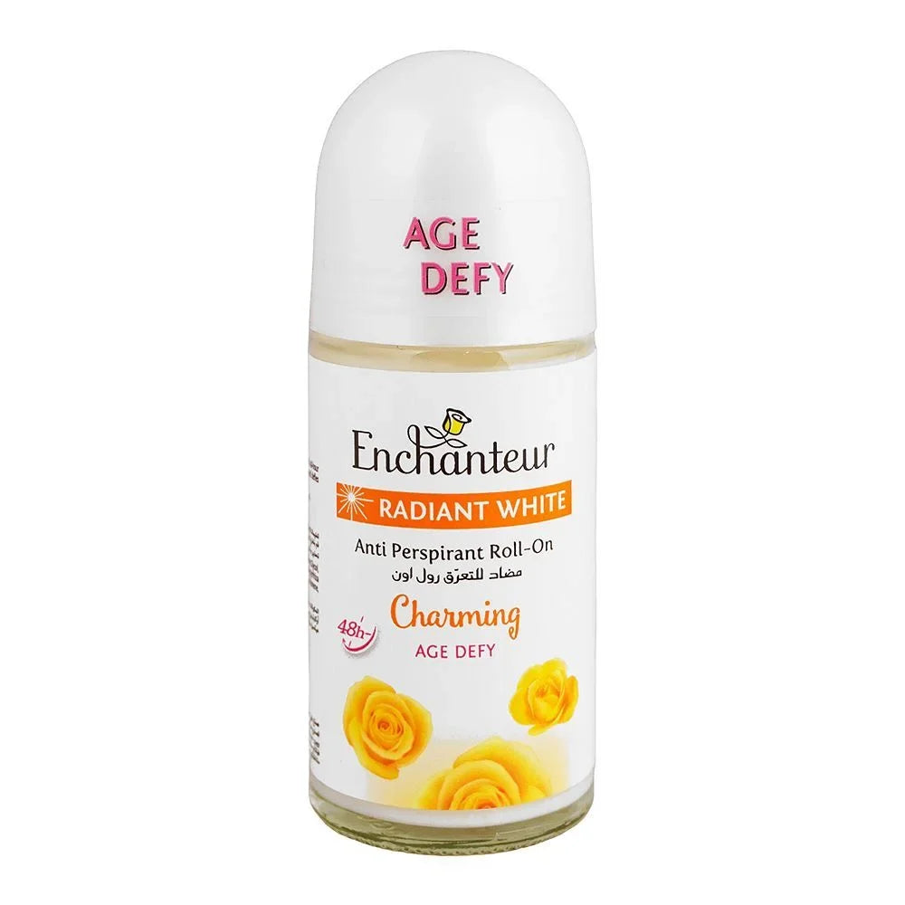 Enchanteur Radiant White Charming Age Defy Roll-On For Women, 48 Hours Lasting, Anti-Perspirant - 50ml - Buy Online in Pakistan at Cosmia.pk