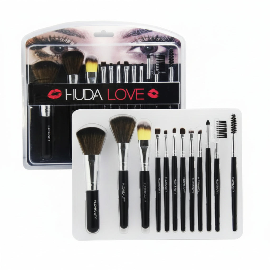 HudaLove 12‑Piece Cosmetic Brush Set – Premium Makeup Tools - Buy Online in Pakistan at Cosmia.pk