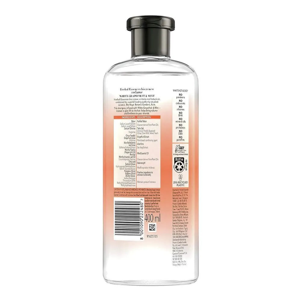 Herbal Essences Bio:Renew Volume Shampoo with White Grapefruit & Mint – 400ml - Buy Online in Pakistan at Cosmia.pk