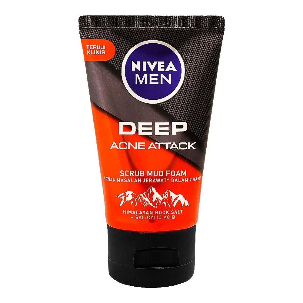 Nivea Men Deep Acne Attack Scrub Mud Foam - 100ml - Buy Online in Pakistan at Cosmia.pk