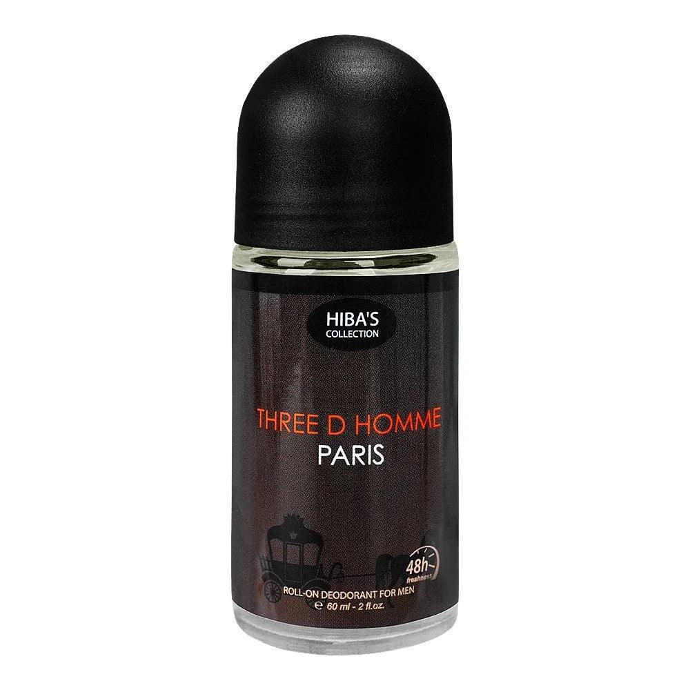 Hiba's Collection Three D Homme Paris Deodorant Roll On - 60ml - Buy Online in Pakistan at Cosmia.pk