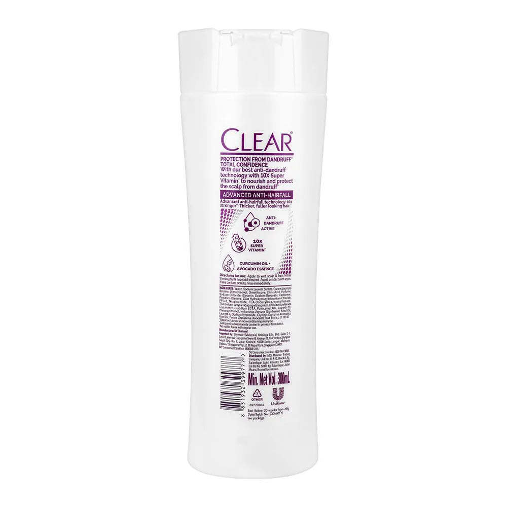 Clear Advanced Anti-Dandruff & Anti-Hair fall Shampoo, 10XSuper Vitamin, For Fuller Looking Hair, 300ml - Buy Online in Pakistan at Cosmia.pk