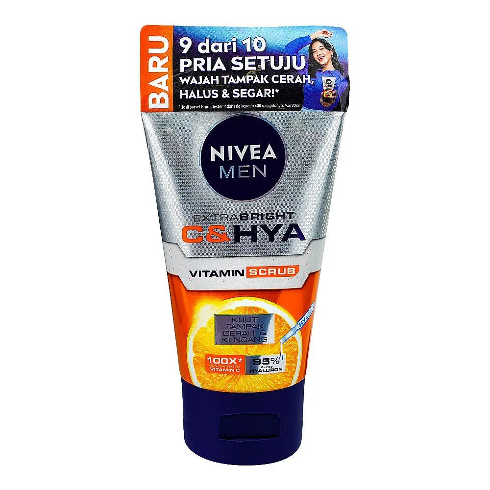 Nivea Men Extra Bright Vitamin-C & HYA Scrub - 100ml - Buy Online in Pakistan at Cosmia.pk