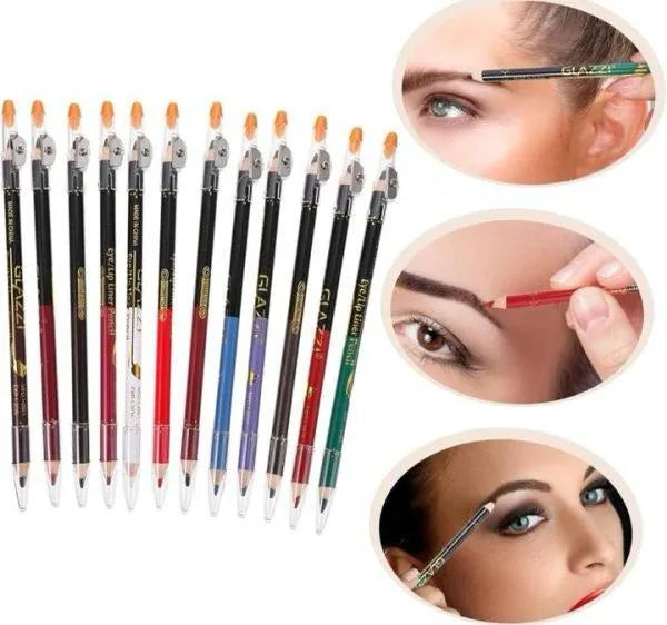 12 Pcs Double Head Lip Liner and Eye Liner Pencils Set - Buy Online in Pakistan at Cosmia.pk