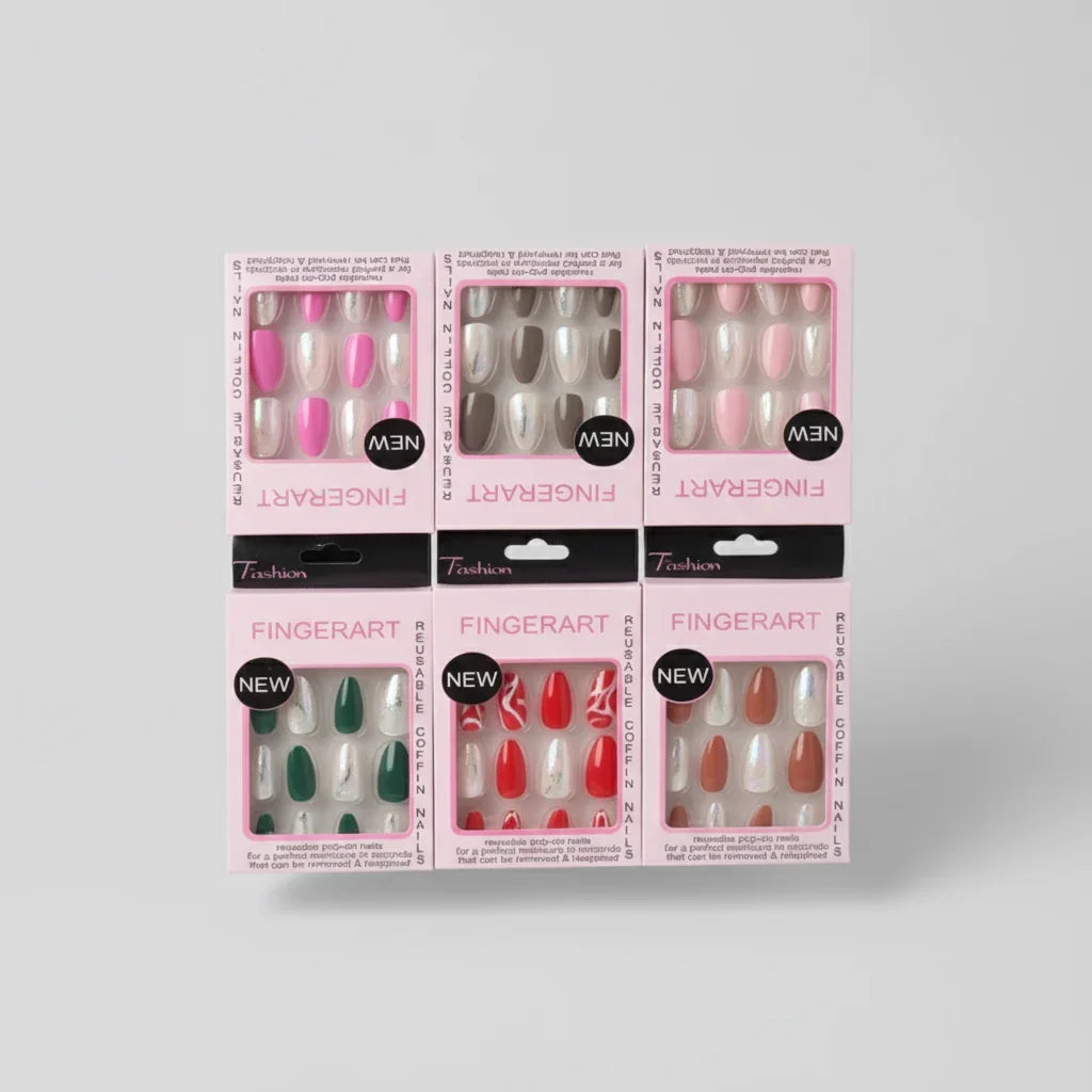 12 pcs Nails Finger Art oval nails Square Shape Artificial Nails - Buy Online in Pakistan at Cosmia.pk
