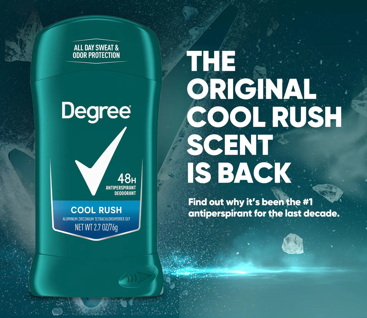 Degree Men Cool Rush Antiperspirant Deodorant Stick - 76g - Buy Online in Pakistan at Cosmia.pk