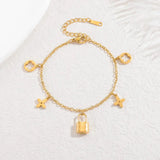 Stainless Steel Lock Charm Bracelet with Clover & Flower Design - Buy Online in Pakistan at Cosmia.pk