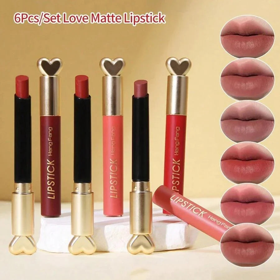 6Pcs Heng Fang Love Lipstick Matte Waterproof - Buy Online in Pakistan at Cosmia.pk