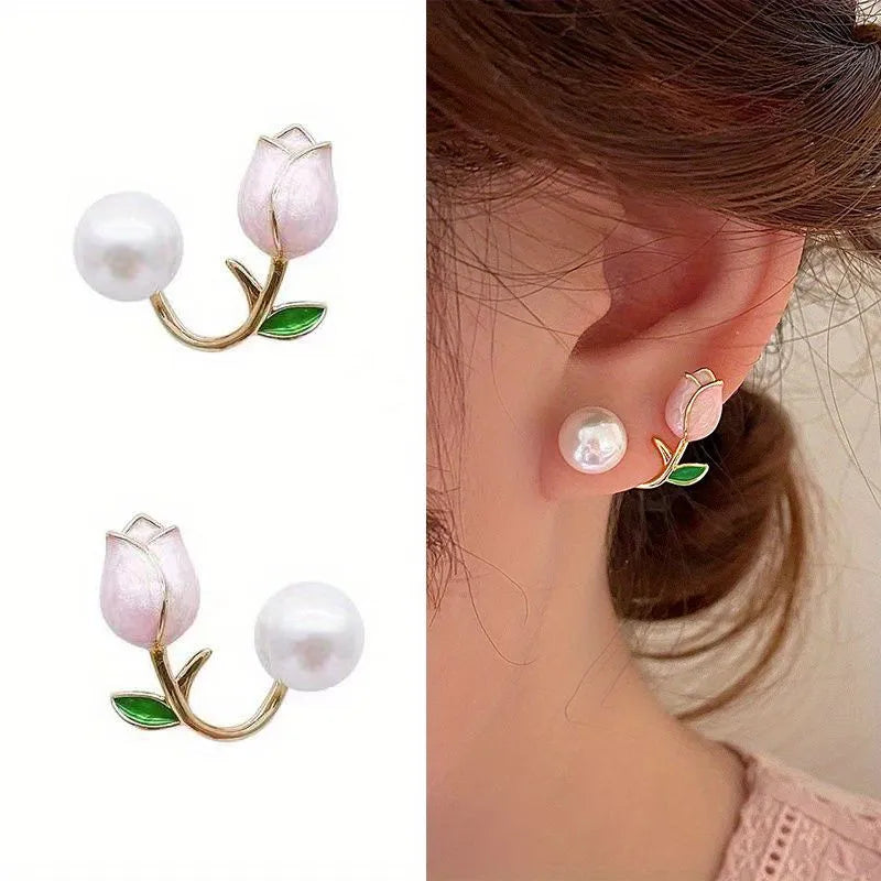 Korean Tulip Pearl Earrings - Buy Online in Pakistan at Cosmia.pk