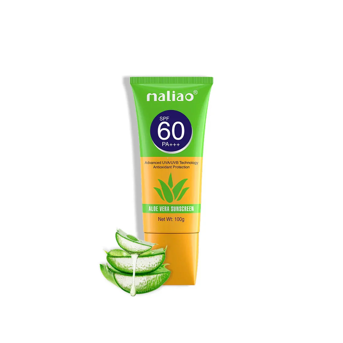 Maliao Aloe Vera Sunscreen SPF 60 PA+++ - Ultimate Sun Protection for Your Skin - 100g - Buy Online in Pakistan at Cosmia.pk