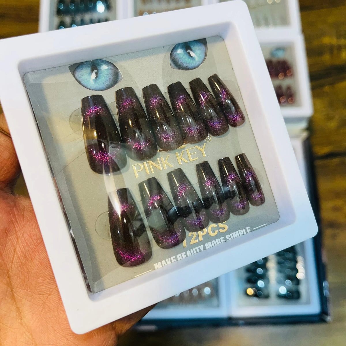 Pink key Stylish Salon Look Artifical Nails With Free Stickers (12 - Buy Online in Pakistan at Cosmia.pk