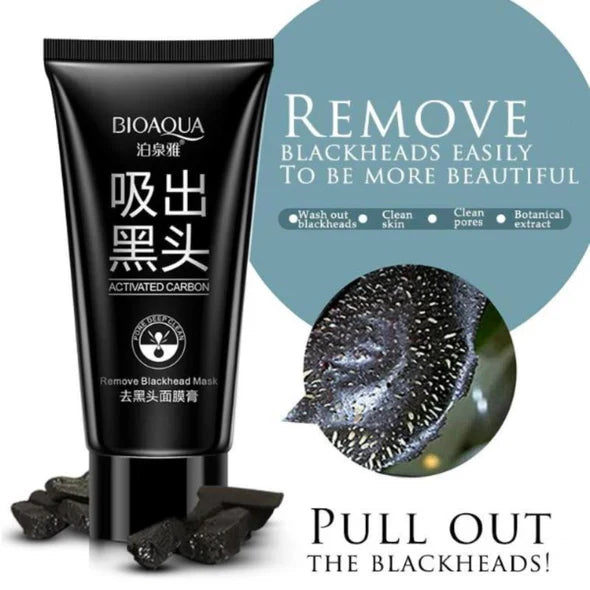 Bioaqua Black Suction Activated Carbon Remove Blackhead Mask - 60g peel‑off gel - Buy Online in Pakistan at Cosmia.pk