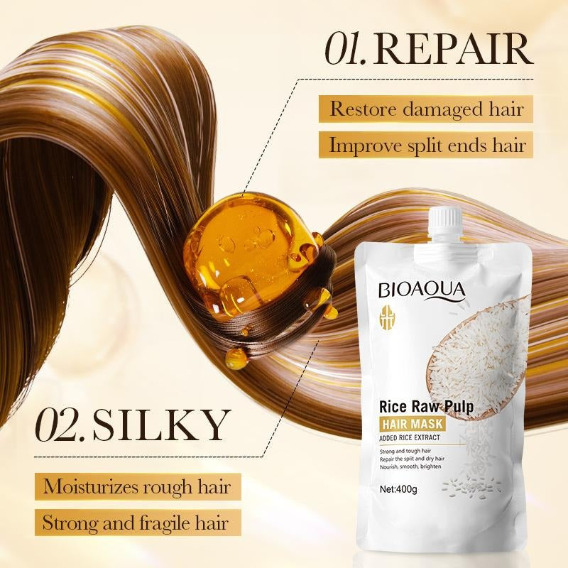 Bioaqua Rice Raw Pulp Hair Mask - 400g - image 1