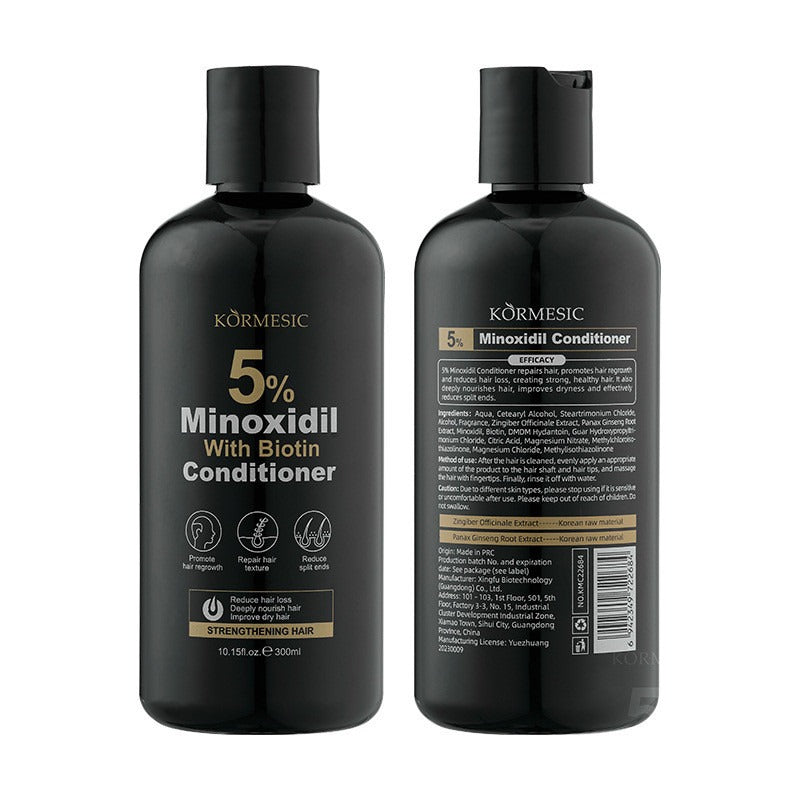 Kormesic 5% Minoxidil With Biotin Conditioner 300ml bottle front and back label - Buy Online in Pakistan at Cosmia.pk