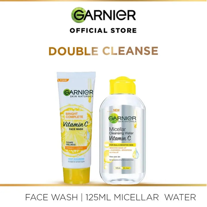 Garnier Skin Active Bright Complete Face Wash 100ml + Vitamin C Micellar Makeup Cleansing Water 125 ml - Buy Online in Pakistan at Cosmia.pk