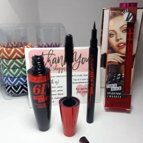 NYF 2in1 6D Thick Black Mascara And Eyeliner In One Box Sets - Buy Online in Pakistan at Cosmia.pk