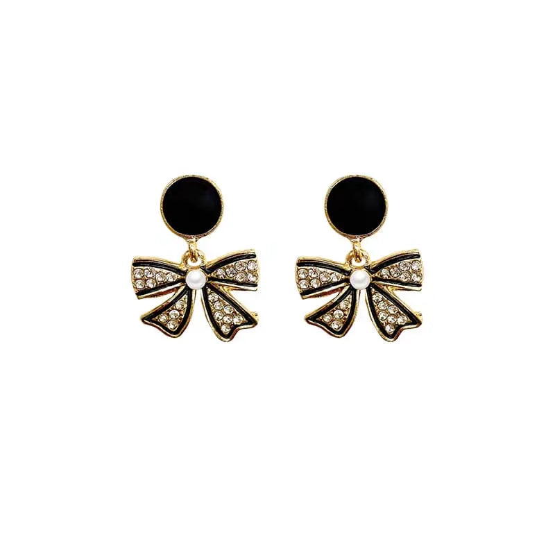Rhinestone Bow Black Round Stud - Buy Online in Pakistan at Cosmia.pk