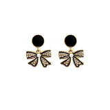 Rhinestone Bow Black Round Stud - Buy Online in Pakistan at Cosmia.pk