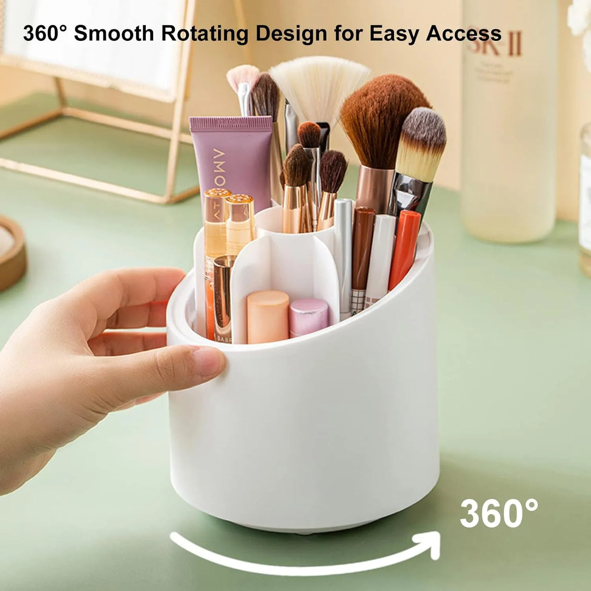 360° Degree Rotating Makeup Brush Holder with Dustproof Lid - Buy Online in Pakistan at Cosmia.pk