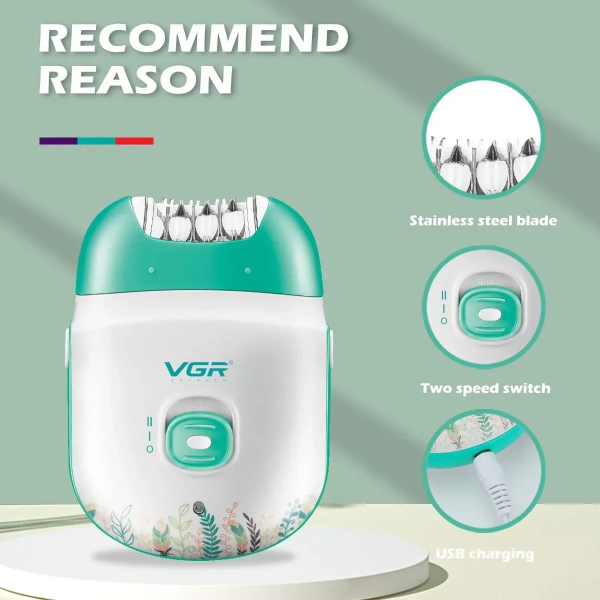 VGR V-726 Wet & Dry Compact Professional Cordless Women Epilator - Buy Online in Pakistan at Cosmia.pk