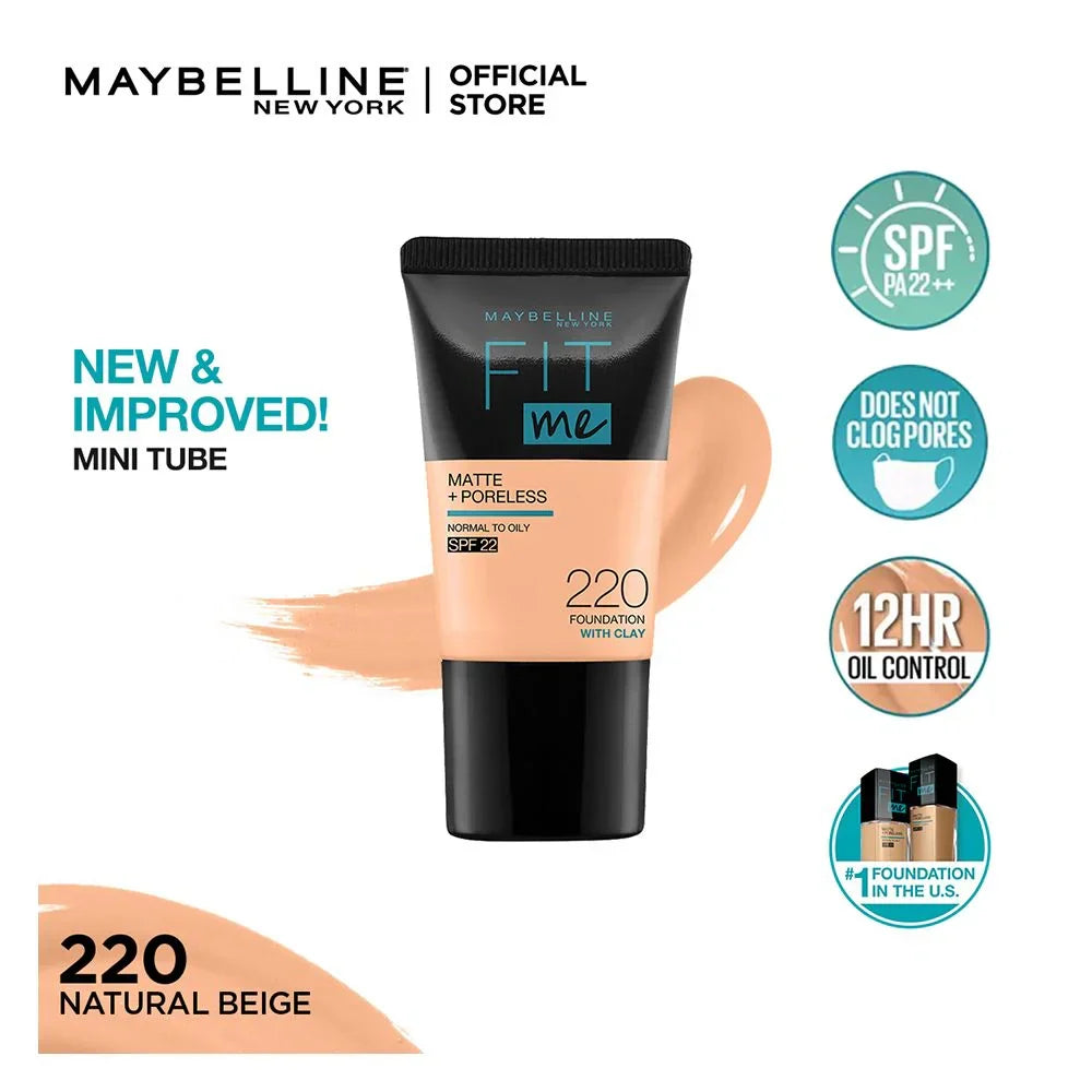Original Maybelline - Fit Me Liquid Foundation Matte & Poreless Mini Tube - Buy Online in Pakistan at Cosmia.pk