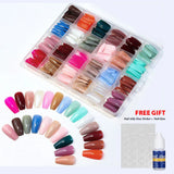 576 Pcs False Nails – Short Coffin & Almond French with Free Glue & Jelly Stickers - Buy Online in Pakistan at Cosmia.pk