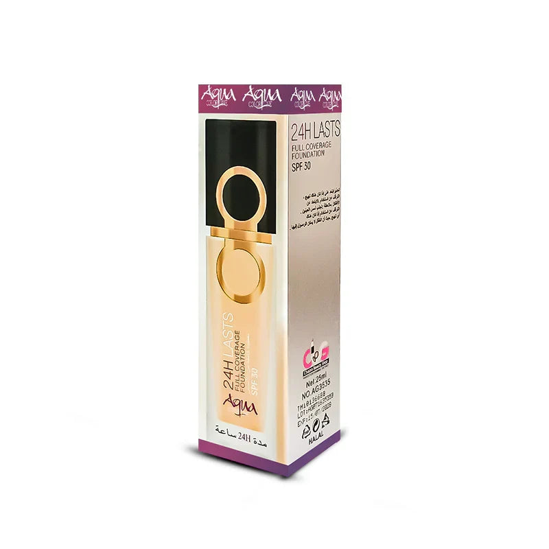 Aqua Color 24H Last Full Coverage Foundation - 25ml - Buy Online in Pakistan at Cosmia.pk