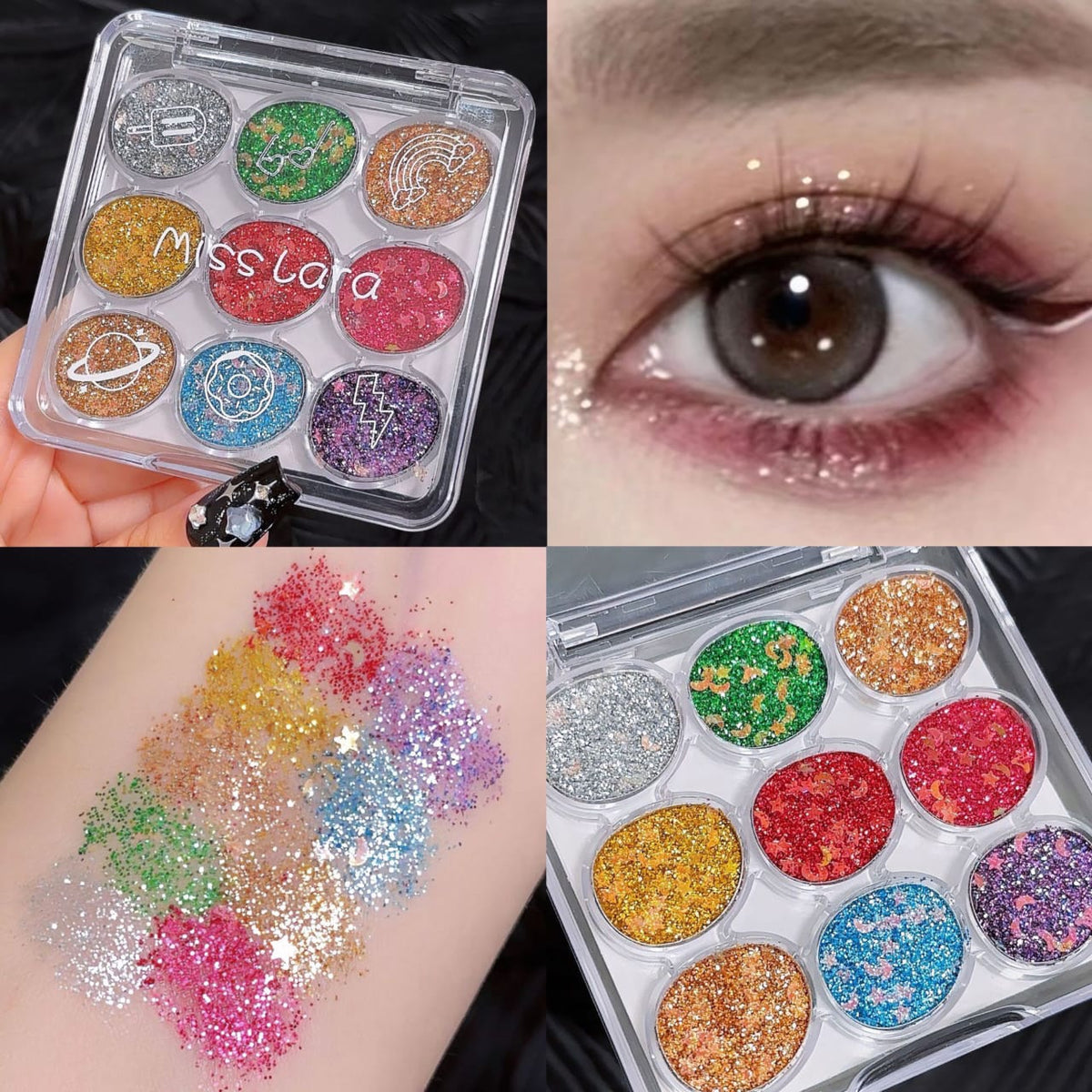Miss Lara Cream Glitter Eyeshadow Palette - 9 Color - Buy Online in Pakistan at Cosmia.pk