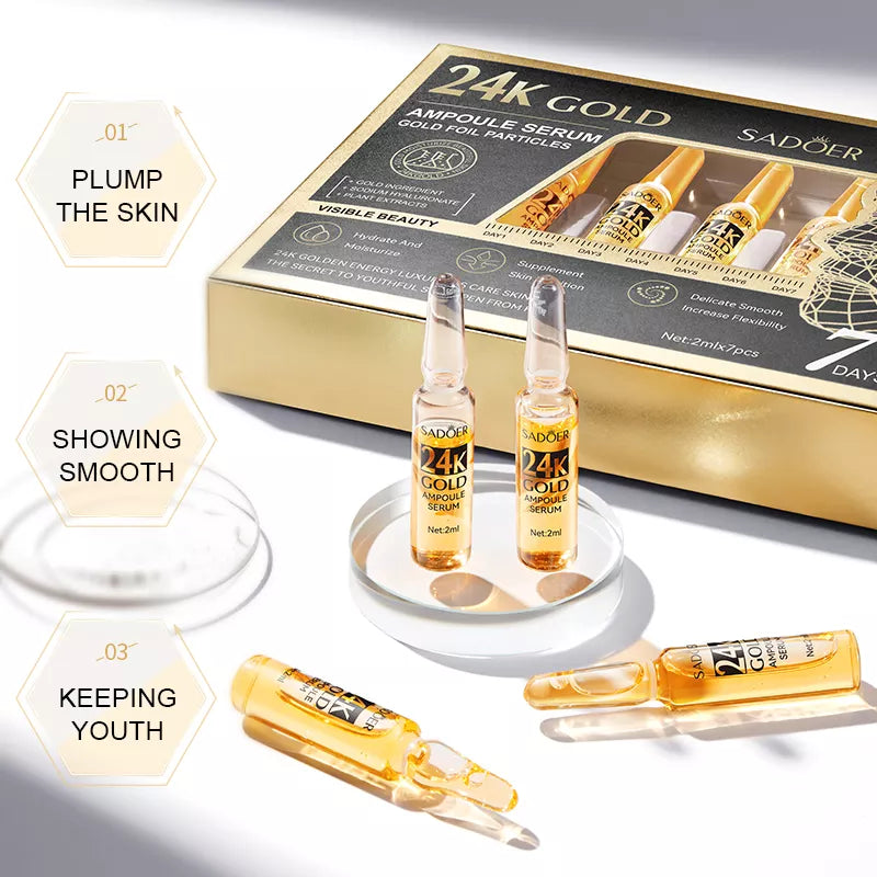 Sadoer 7Pcs Repair Tender Skin 24k Gold Ampoule Face Serum - Buy Online in Pakistan at Cosmia.pk